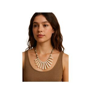 Vintage mother of pearl fringe tube beaded necklace